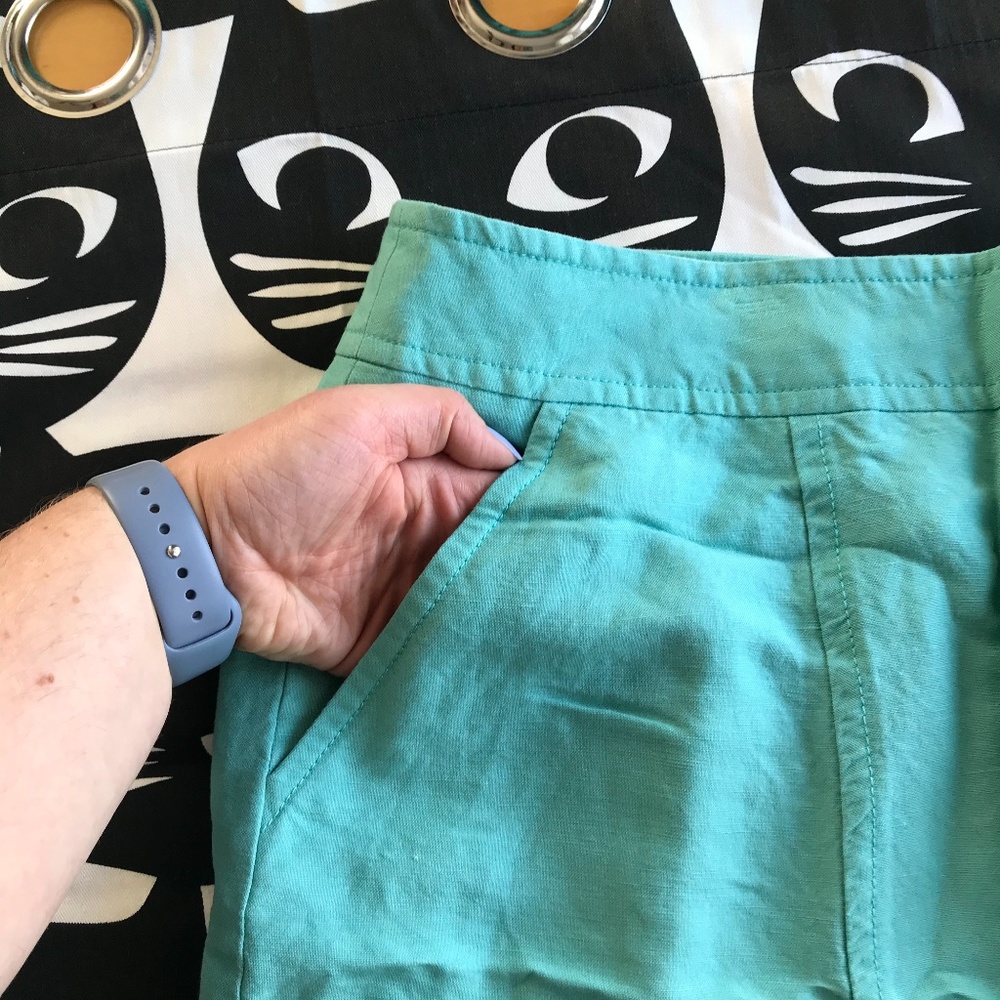 Linen Teal Turquoise Knee Length Skirt Kasper 16W - Picture 5 of 9